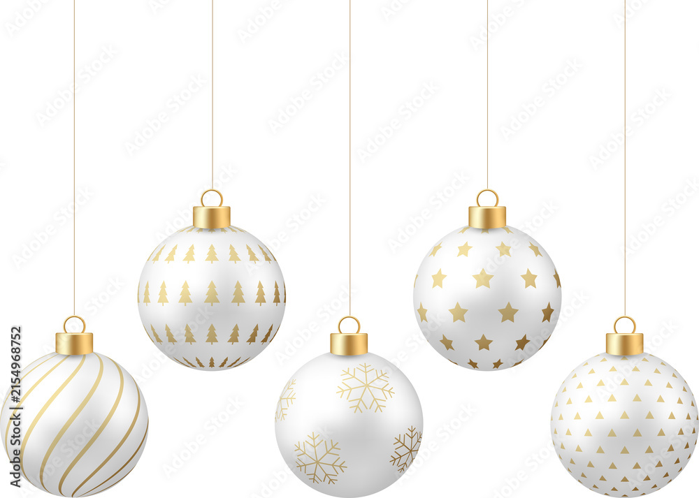 Obraz premium White Gold Christmas Ornaments