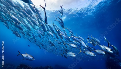 world tuna day school of tuna fish in underwater bluefin tuna fish swarm of tuna fish swimming in the sea underwater world