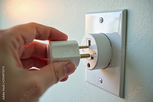 Frustrating Travel Woes: Close-Up Image of Hand Holding Incompatible AC Plug Near Wall Socket