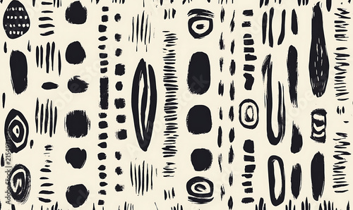 A black and white optical illusion image featuring four different patterns of lines and shapes 
