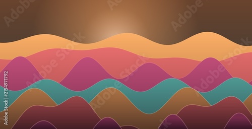 Obraz na plátně Abstract of layered wavy shapes in horizontal bands, featuring a gradient color
