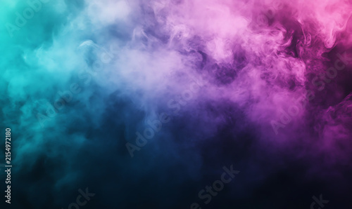 A mesmerizing gradient of pink, purple, and blue smoke swirling majestically against a dark background, creating a mysterious and dramatic atmosphere