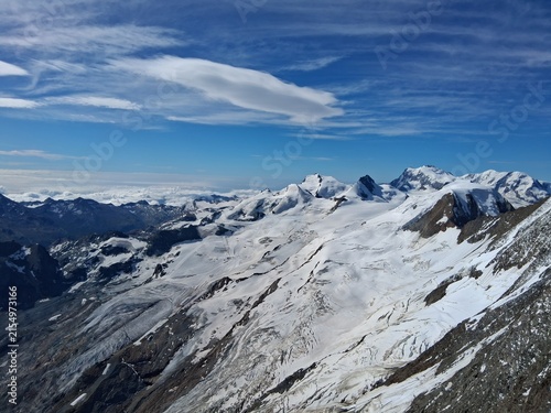 Foto Feegletscher mit Alphubel 4206m, Allalinhorn 4027m, Rimpfischhorn 4199m, Strahlh