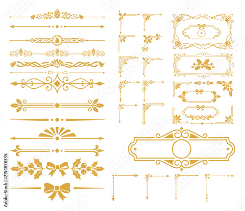 Vintage ornamental frames and border set with elegant swirls for wedding invitation design.