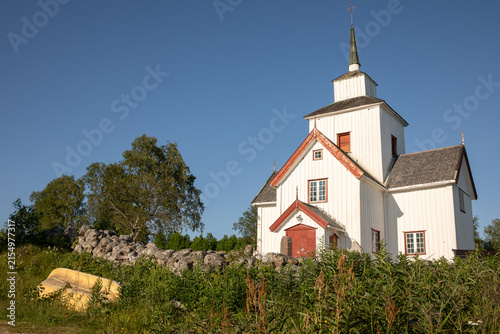 Obraz na plátne Rauland Church, Historic Wooden Cruciform Church in Telemark, Norway