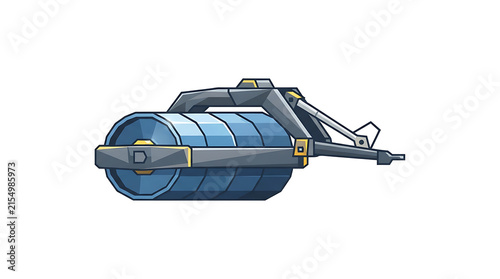 Stylized industrial agricultural land roller equipment icon isolated on plain white background