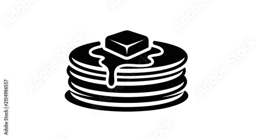 Vector illustration of stack of pancakes with butter and syrup icon illustration on a transparent background
