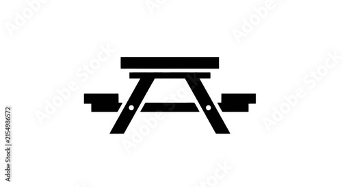 Vector illustration of picnic table icon, outdoor furniture symbol on a transparent background