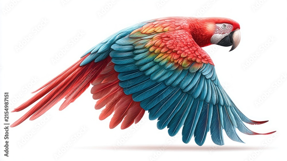Fototapeta premium Exotic parrot soaring with colorful feathers
