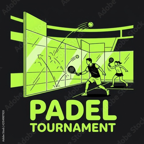 Exciting Padel Tennis Match Action Illustration Fun Sport Activity