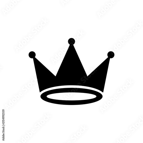 Geometric Royal Crown Black Silhouette Logo Emblem Isolated on White Background