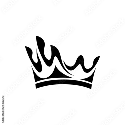 Flame Crown Royal Black Silhouette Logo Emblem Isolated on White Background
