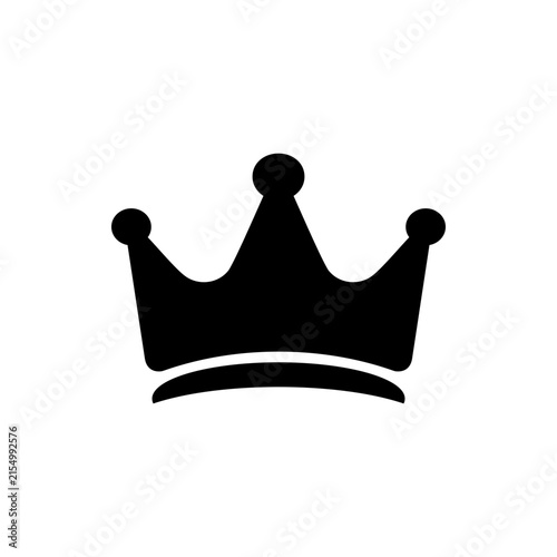Minimalist Royal Crown Black Silhouette Logo Icon Isolated on White Background