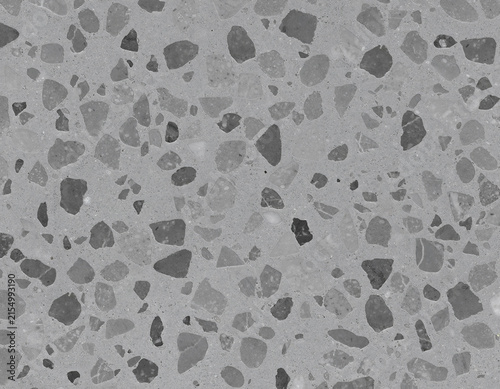 Seamless grey terrazzo stone floor surface texture background