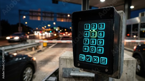 Electronic Toll Collection System At Night Capturing Vehicle Access Data
