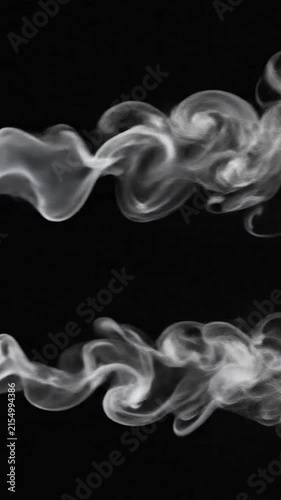 Abstract white smoke swirls on deep black background
