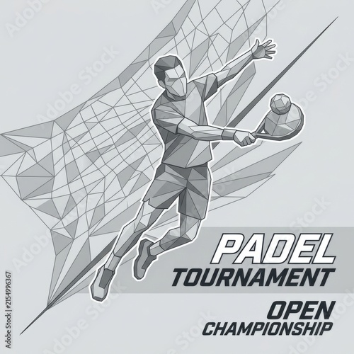 Dynamic Padel Player In Action Sports Graphic Design For Tournament Promotion Ideas