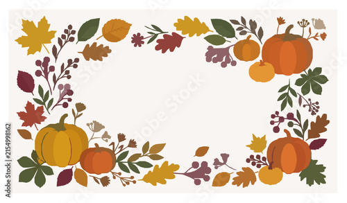 Autumn Harvest Flyer with Pumpkins Golden Leaves and Seasonal Botanical Decorations Vector