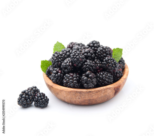 Blackberry in wooden plate