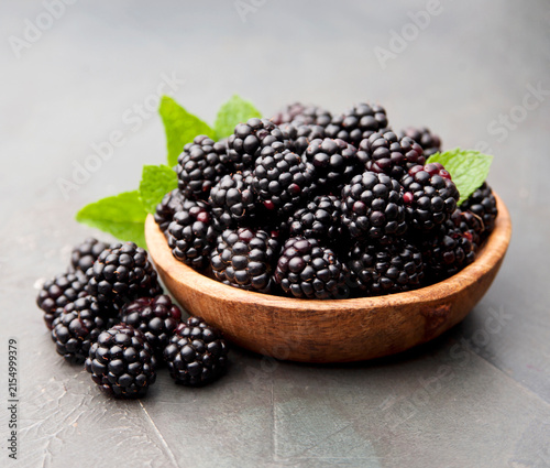 Blackberry with mint leaves