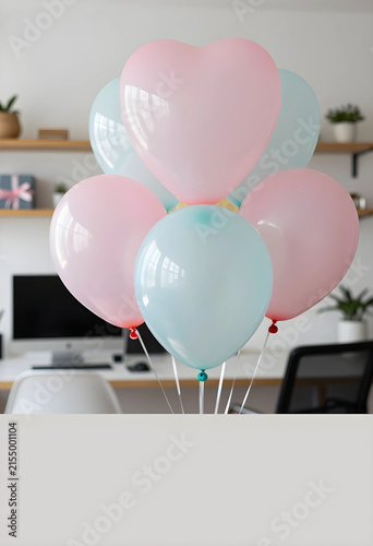 Pastel pink and blue balloo...