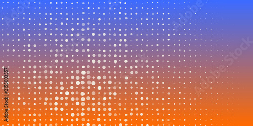 Abstract background with glowing blue and orange squares and soft light particles