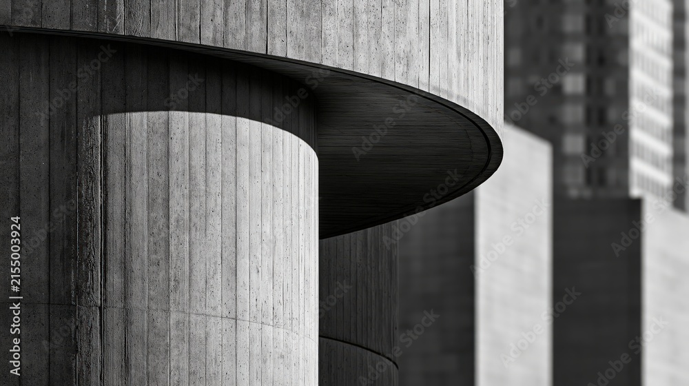 Fototapeta premium Modern concrete architecture abstract curve structure black and white