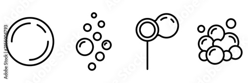 Foto A minimalistic set of four line art icons depicting various bubble cluster forma