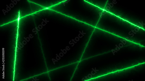 Canvastavla Dark abstract background with glowing green neon laser lines, electric plasma edges, and futuristic geometric energy connections