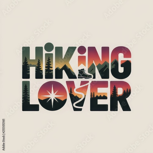 Hiking Lover Mountain Outdoor Adventure T-Shirt with Boot and Compass
