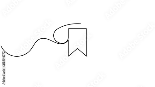 Animated bookmark inside a speech bubble icon sign continuous one line drawing moving on white background minimalist single art social media story and clip save symbol animation