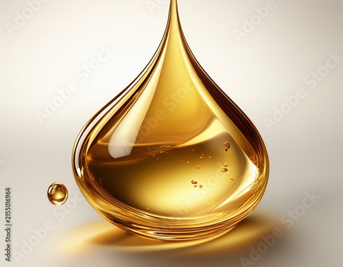 golden liquid viscous fluid oil drop a cosmetic serum and skincare product showcasing rich texture and hydration benefits on a clean white background