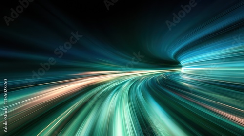 Abstract speed light tunnel background, futuristic technology motion blur digital concept