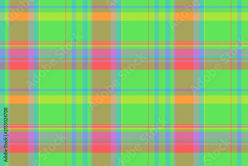 Traditional tartan plaid design with a classic woven appearance and background tartan textile texture in green and red tones. The seamless pattern recreates the look of woven fabric for decorative.