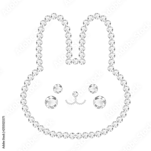 Cute Diamond Bunny Face Icon Vector Luxury Rhinestone Rabbit Character Illustration on Transparent Background. Glamorous Crystal Gem Rabbit Outline Kawaii Sparkly Jewel Bunny Silhouette Graphic Art. 