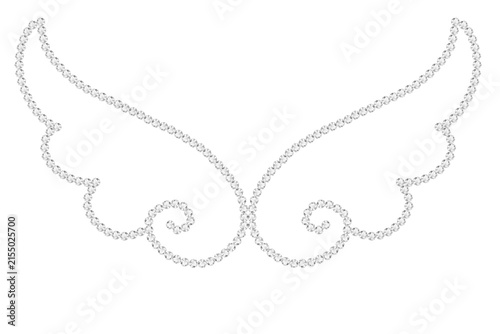 Fotografie Shimmering rhinestone angel wings vector outline isolated on transparent background, PNG