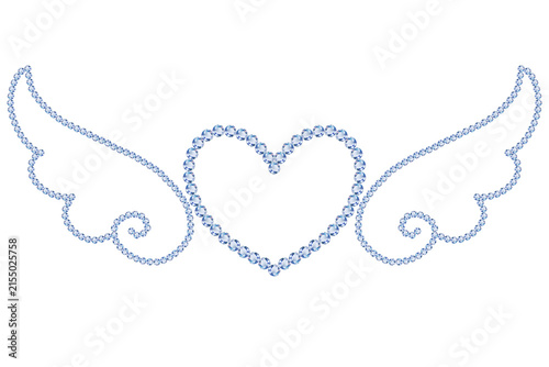 Obraz na plátně Luxury Rhinestone Heart with Angel Wings on Transparent Background