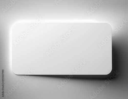 blank white rectangular card with rounded corners isolated on a smooth white studio background