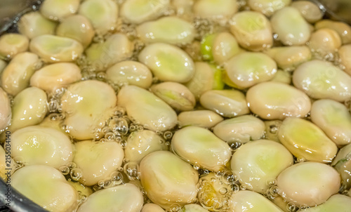 Fotografie Broad beans or fava beans closeup