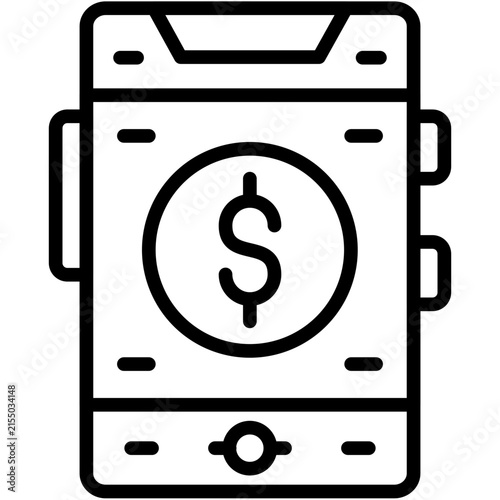Secure Online Payment and Digital Finance Line Icon