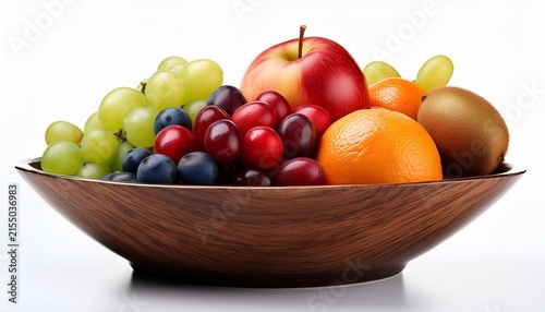 fruits in bowl isolated on white background format