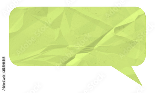 A textured, light green speech bubble with a crumpled paper effect, perfect for adding notes, comments, or dialogue to creative design projects