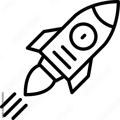 Business Startup Rocket Launch and Growth Line Icon