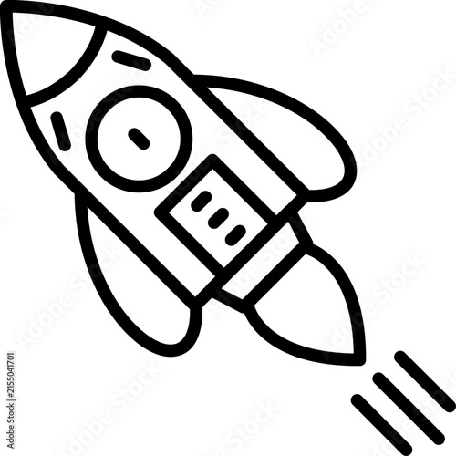 Business Startup Rocket Launch and Growth Line Icon