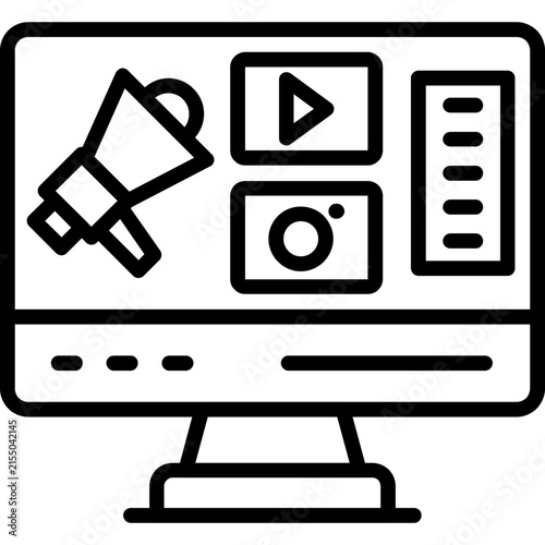 Digital Marketing Strategy Megaphone Line Icon