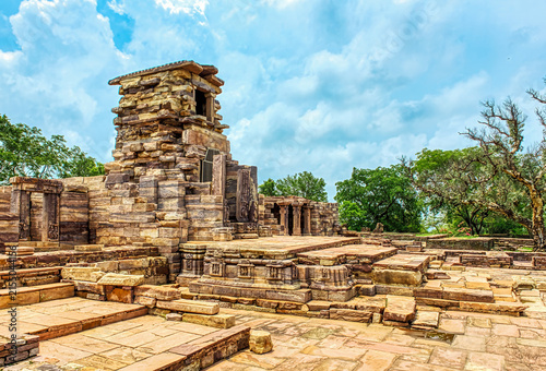 Ancient Temple 45 Ruins at Sanchi Archaeological Site, Madhya Pradesh, India