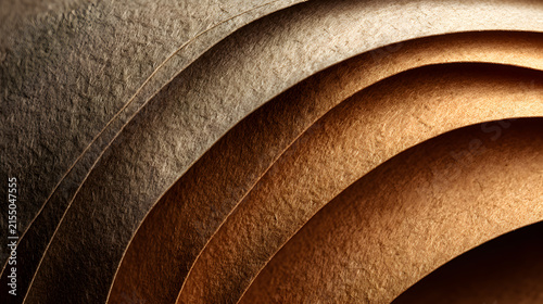 Abstract background with curved layers in gold and dark metallic colors