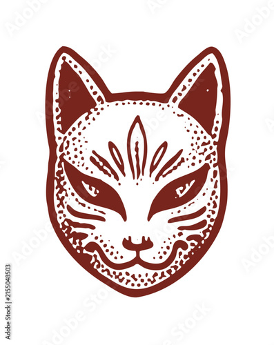 Фотография Japanese Kitsune Fox Mask Traditional Inari Folklore Vintage Illustration