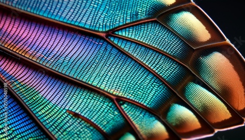 extreme macro view of iridescent butterfly wing scales with detailed micro patterns and soft light