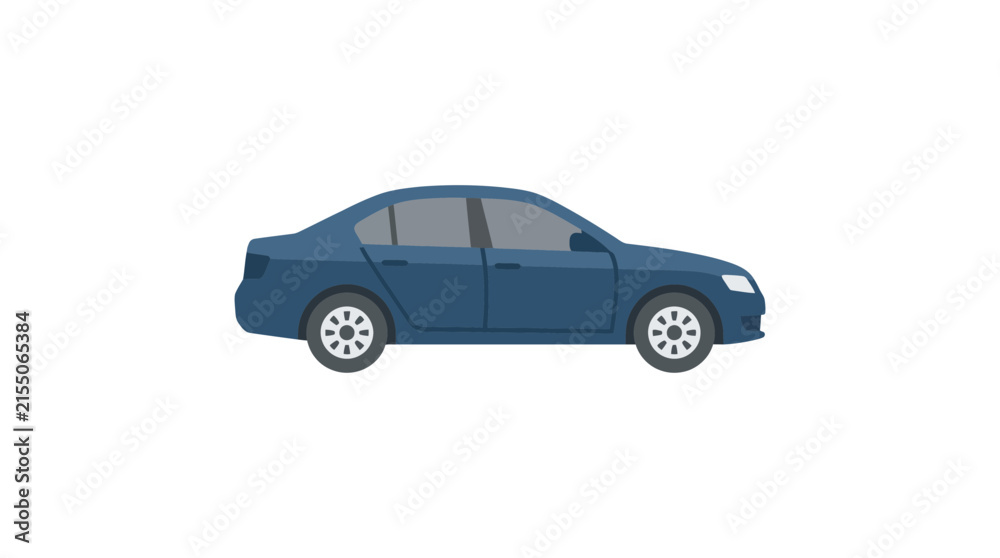 Fototapeta premium Blue sedan car side view silhouette design.